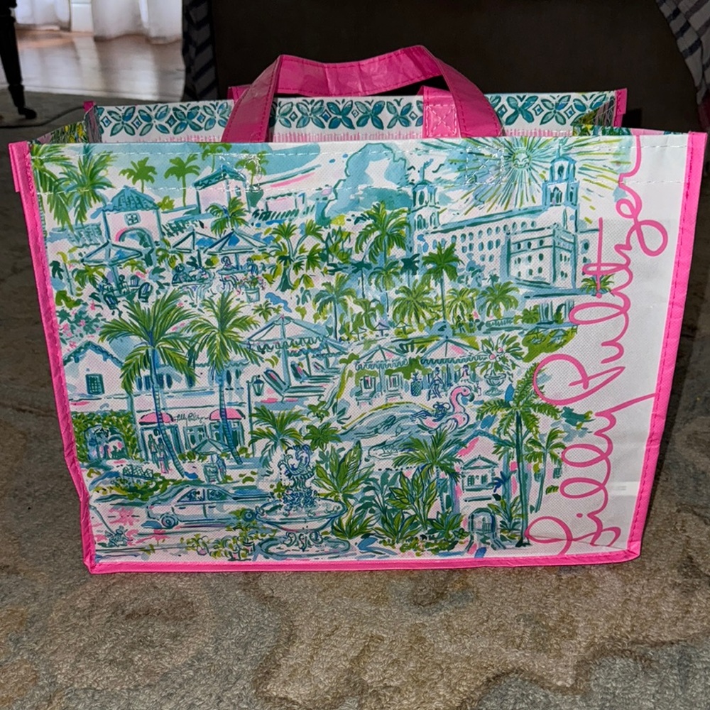 Lilly Pulitzer Pink and Green shopping Bag